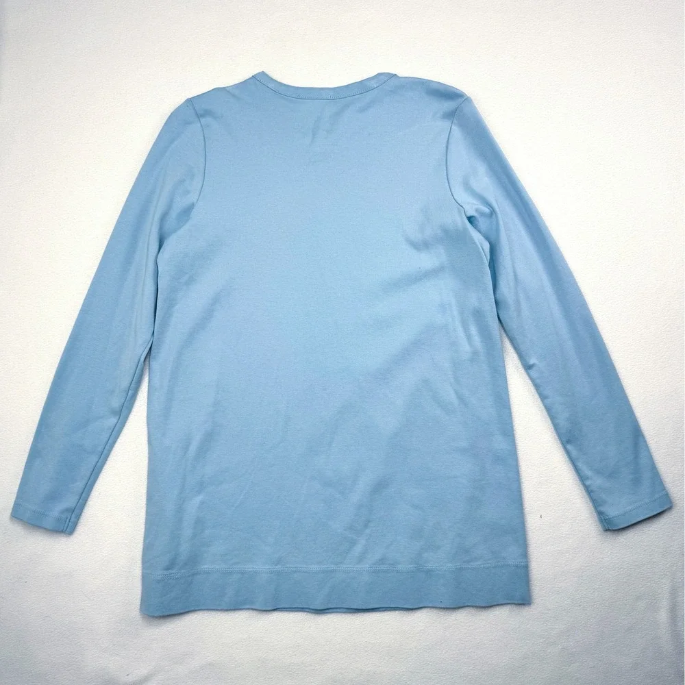J. Jill Perfect Pima Forward Seam Tunic Women's Small Light Blue Long Sleeve Top